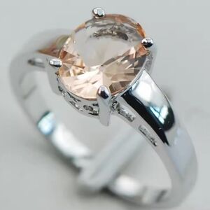 Morganite Gemstone 925 Sterling Silver Ring